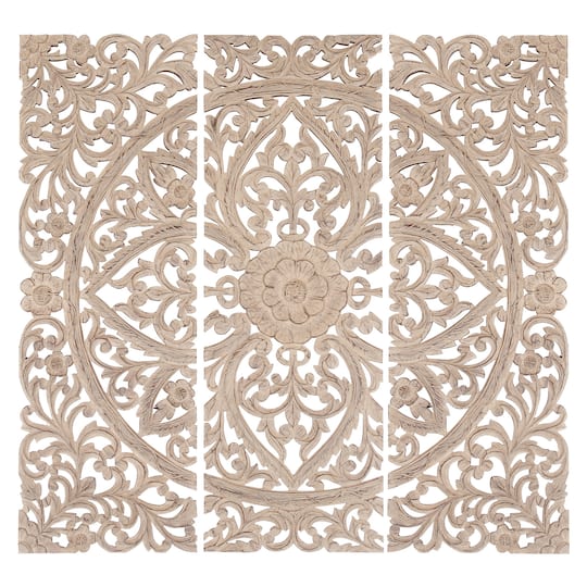 48" Beige Traditional Wood Wall Decor Set